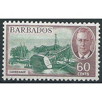 Barbados 1950 SG280 60c Green & Claret Light Mounted Mint ... .