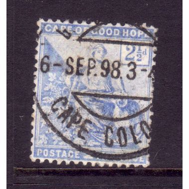 CAPE OF GOOD HOPE 1896 SG63 2 1/2d PALE ULTRAMARINE FINE USED #3