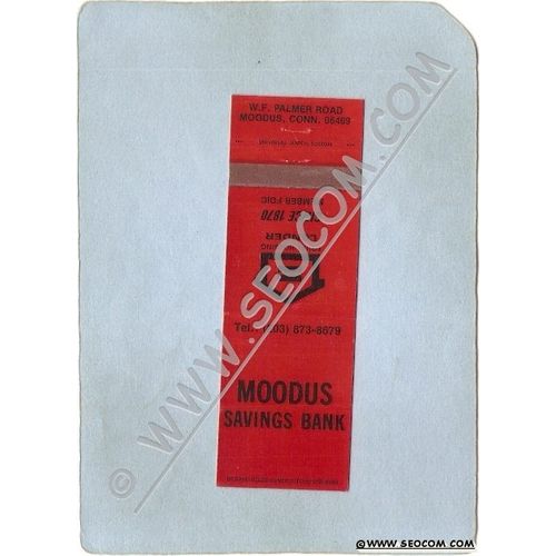 CT Moodus Matchcover Moodus Savings Bank W F Palmer Road ct_box3~1148