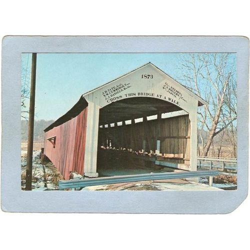 IN Mecca Covered Bridge Postcard # 14-61-13 Mecca Bridge Over Big Raccoon ~98