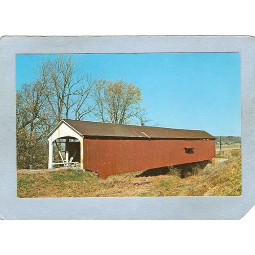 IN Jessup Covered Bridge Postcard #14-61-06 Jessup Bridge Over Litle Racco~92
