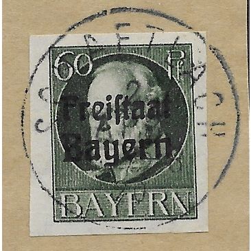 GER (BAVARIA) 1919 60pf 'KING LUDWIG (FREISTAAT) (IMPERFED FINE USED(EBID64-465)