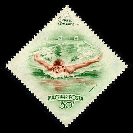 Hungary 1953 Sport 30f Used Stamp Swimming