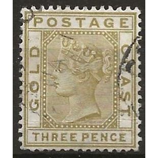 Gold Coast 1889 SG15 3d Olive-Yellow Wmk Crown CA Fine Used ..