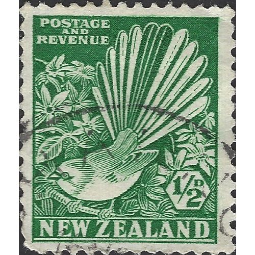 NEW ZEALAND, BIRD, Fantail, Rhipidura fuliginosa, green 1936, ½d, #5