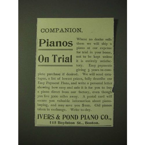 1900 Ivers & Pond Pianos Ad - Pianos on Trial