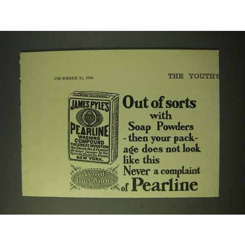 1900 James Pyle's Pearline Washing Compound Ad - Out of sorts with soap powders