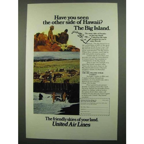 1974 United Air Lines Ad - Hawaii The Big Island