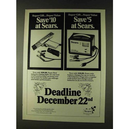 1979 Sears Inductive Timing Light & Battery Charger Ad