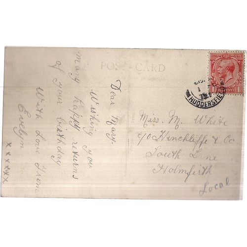 WITH LOVE ON YOUR BIRTHDAY .. vintage postcard 1921 postmark waterside view.