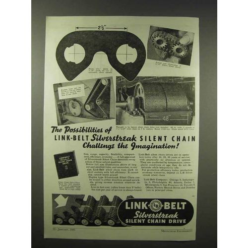 1945 Link-Belt Silverstreak Silent Chain Ad - Challenge