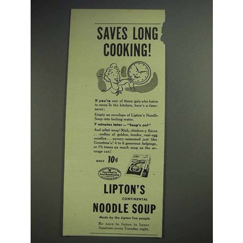 1945 Lipton's Continental Noodle Soup Ad - Saves