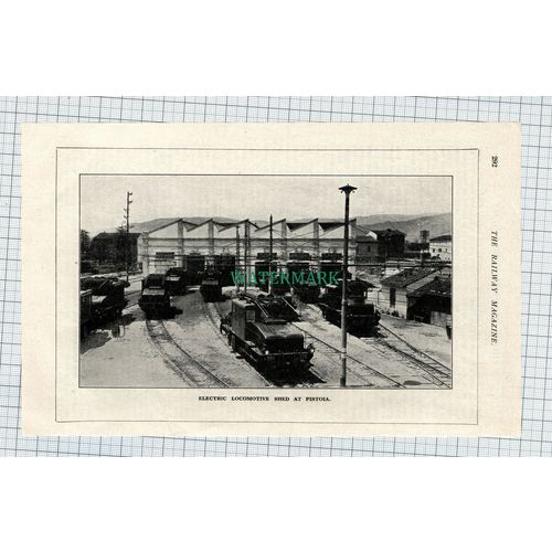 C4613) Electric Locomotive Shed At Pistoia Italy - 1930 Cutting