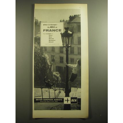 1959 BEA British European Airways Ad - When in Europe - fly BEA to France