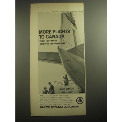 1959 Trans-Canada Air Lines Ad - More flights to Canada than all other airlines