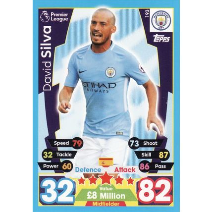 Match Attax 2017/2018 193 David Silva Manchester City