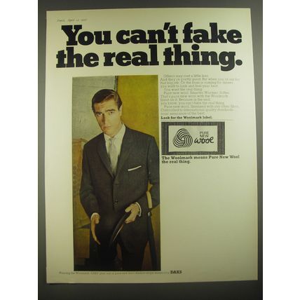 1967 Woolmark DAKS Plus Suit Ad - You can't fake the real thing