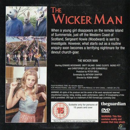 The Wicker Man DVD Promo The Guardian Christopher Lee Edward Woodward