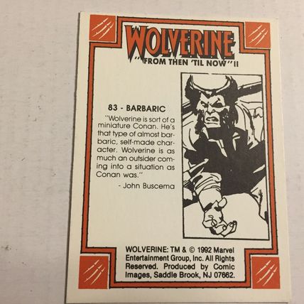 1992 Marvel Comics Wolverine Barbaric Trading Card