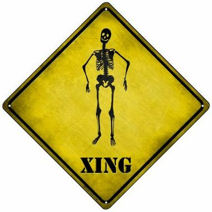 Skeleton Crossing 8" Metal Sign caution aluminum xing halloween