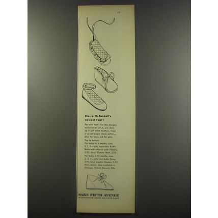 1956 Saks Fifth Avenue Shoes Ad - Claire McCardell's Newest Feat!