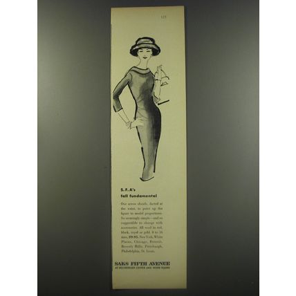 1956 Saks Fifth Avenue Dress Ad - S.F.A's fall fundamental