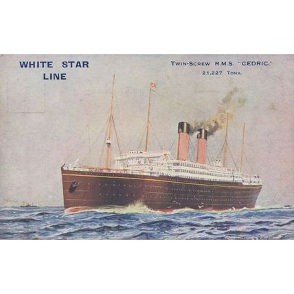 RMS Cedric White Star Line Ship Antique Postcard