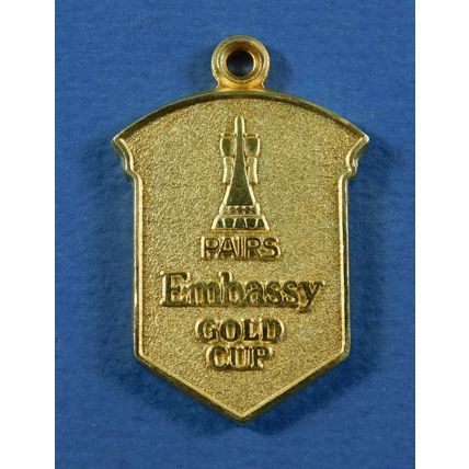 Solid Silver Gilt Embassy Darts Gold Cup Pairs Watch Fob Medal Hallmarked 2001