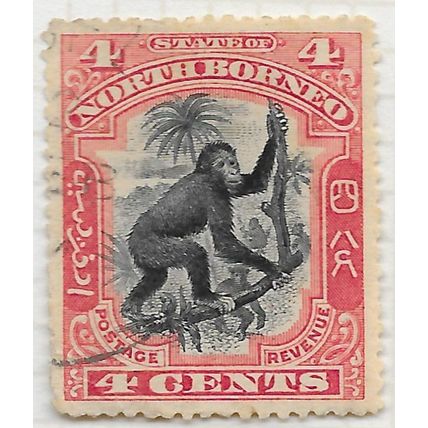 NORTH BORNEO 1897 4c ORANG UTAN USED CDS