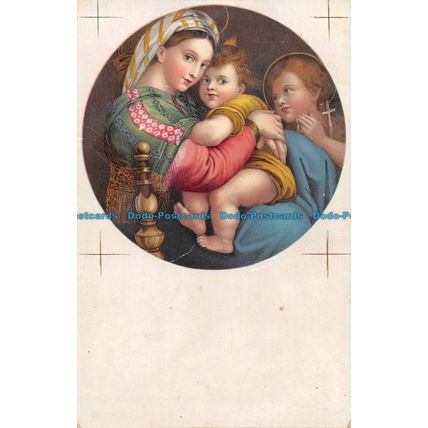 R056433 Old Postcard. Virgin Maria and Child. Angel