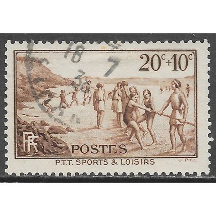 FRANCE 1937 POSTAL UNIONS SPORTS CLUB CHARITY FUND GIRLS TUG OF WAR USED 345 YT