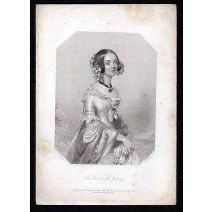 VISCOUNTESS SYDNEY 1841 William Henry Mote - John Hayter ANTIQUE ENGRAVING