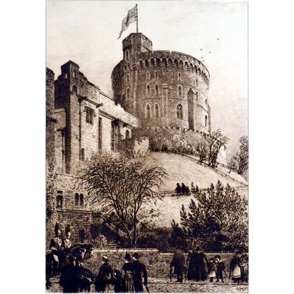 ROUND TOWER, WINDSOR CASTLE 1896 Axel Herman Haig VICTORIAN ETCHING