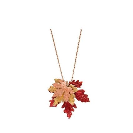 Fall Leaf Toggle Necklace dimensional Multi-layer Maple Leaf Drip Glazed