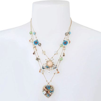 Bead & Flower Heart Illusion Necklace Her She