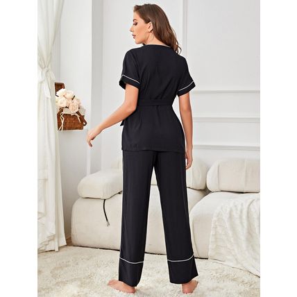 sleeping bathrobe home suit Pajama women's cardigan short sleeved