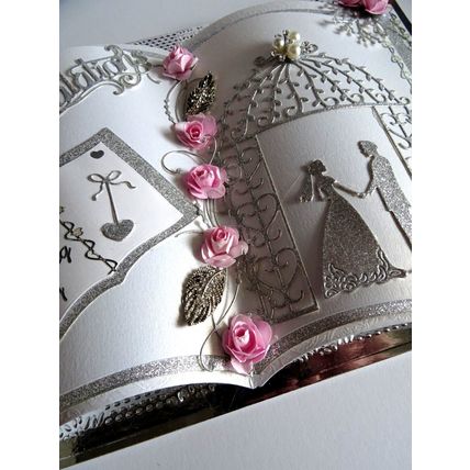 STUNNING HAND MADE BOOK DESIGN WEDDING CARD IN DECORATED KEEPSAKE GIFT BOX A4/C4