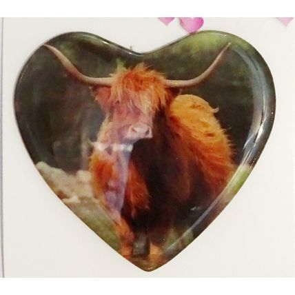 HIGHLAND COW HEART SHAPED ACRYLIC FRIDGE MAGNET