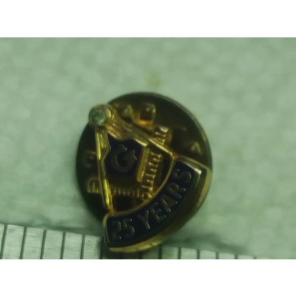 VTG 25 Years Free Mason Sterling Silver Membership Push Back Pin Award Masonic