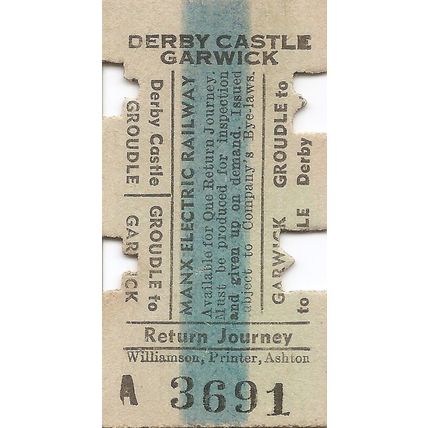 Manx Electric Railway Edmondson Ticket - Derby Castle to Garwick