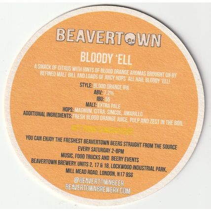 BEER MAT - BEAVERTOWN BREWERY - BLOODY 'ELL - (Cat 044) - (2018)