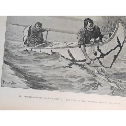 Big Fishing. Indians on Lake Nepigon. Frederick Remington Harper's Weekly 1891