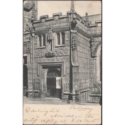 Church Porch, Launceston, Cornwall, 1903 - Frith's Postcard