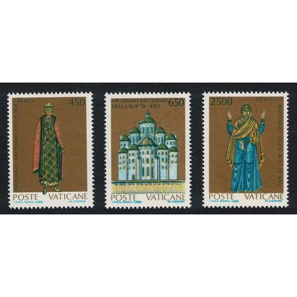 Vatican Millenary of Conversion of Rus of Kiev 3v 1988 MNH SG#906-908 Sc#813-815