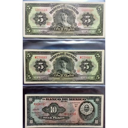 Mexico American Banknote Company Antique Set of 70 different Banknotes 1948-1978