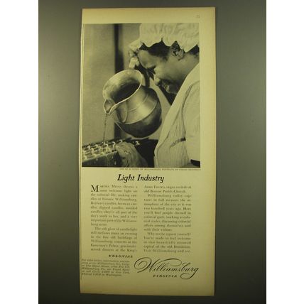 1961 Williamsburg Virginia Ad - Light industry