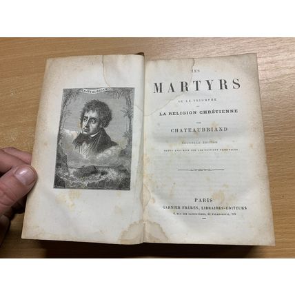 RARE* ANTIQUE CHATEAUBRIAND "LES MARTYRS" RELIGIOUS FRENCH BOOK (P4)