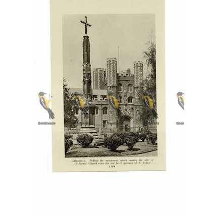 All Saints Monument & St Johns College, Cambridge, Book Illustration, c1920