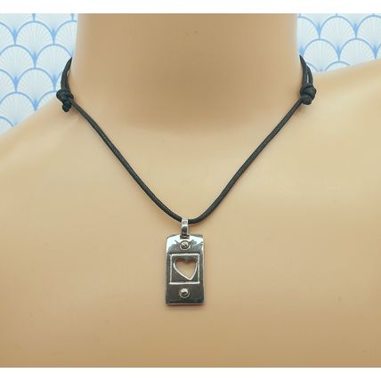 Vintage 925 Sterling Silver French Virenque Modernist Heart Pendant Necklace