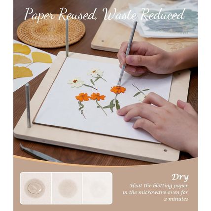 Wakhow Flower Press Kit, 11.02" X 11.02" Large Wooden Flower Pressing for Adults